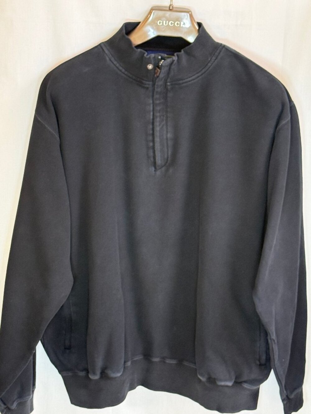 Robert Trent Jones Men's Mock Neck 1/4 Zip 100% Cotton Pullover - Jet Black -XL*